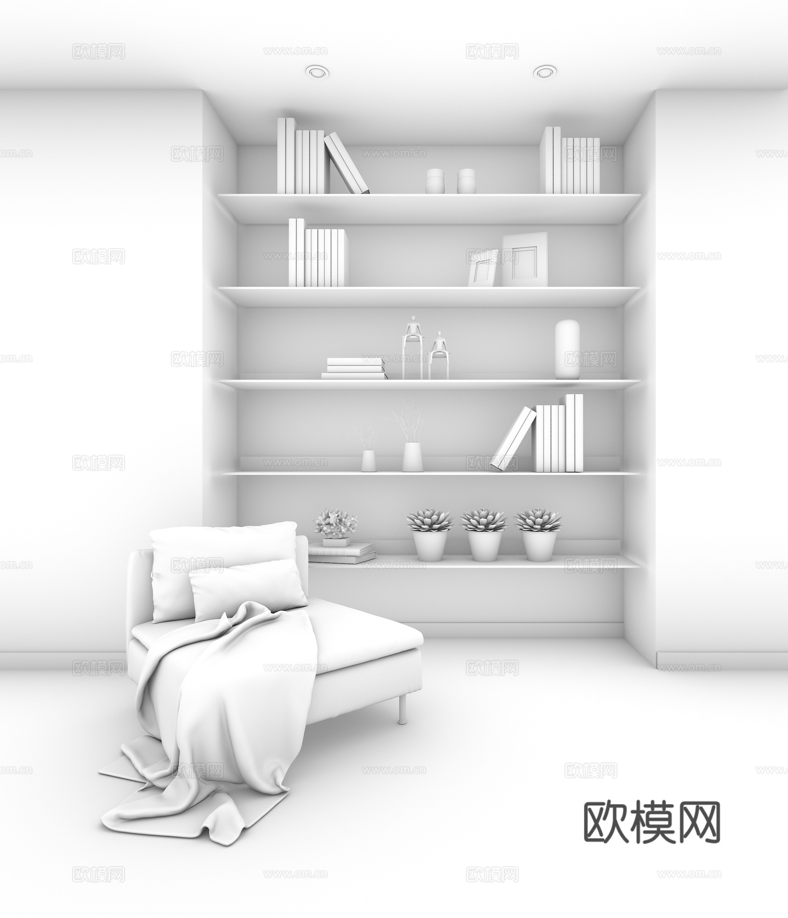 现代沙发装饰柜组合3d模型