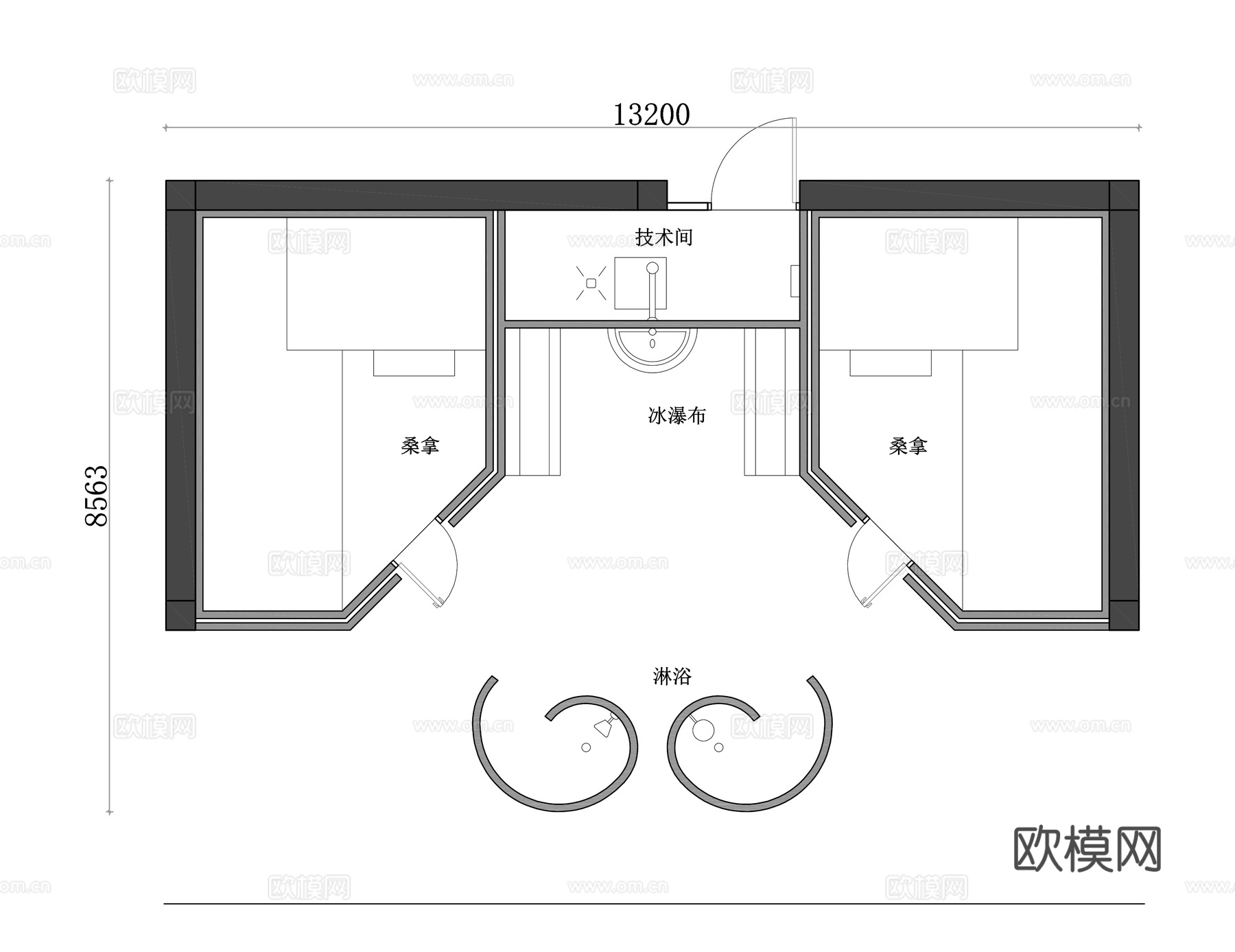 健康理疗平面 理疗室布局图 健康治疗空间设计 理疗中心平面规cad施工图