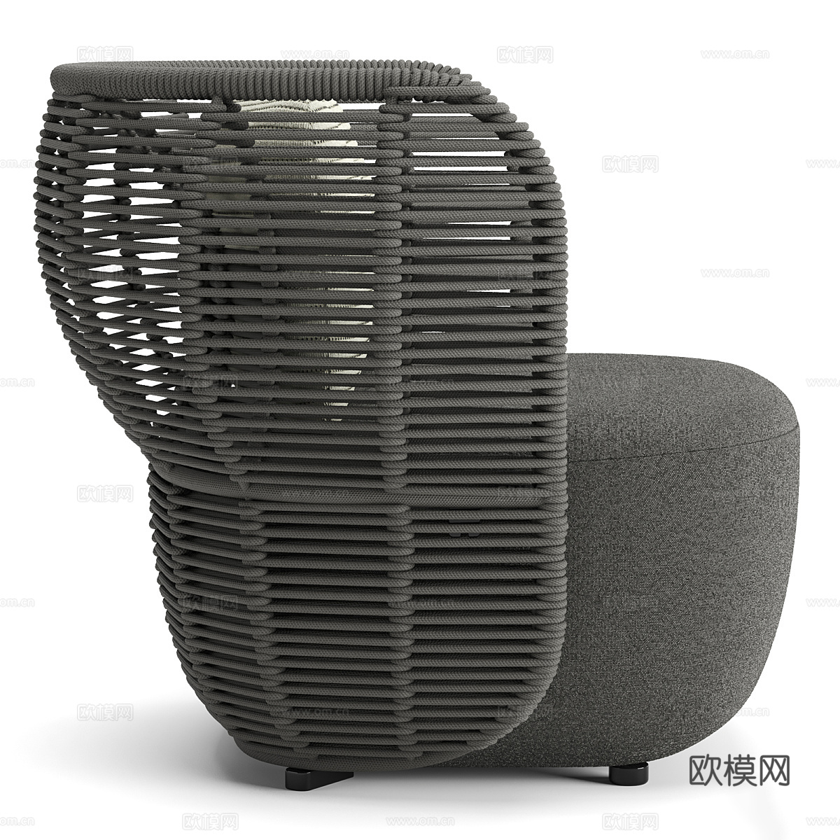 新中式户外藤编休闲椅3d模型