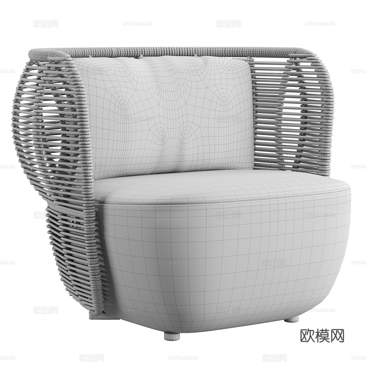 新中式户外藤编休闲椅3d模型