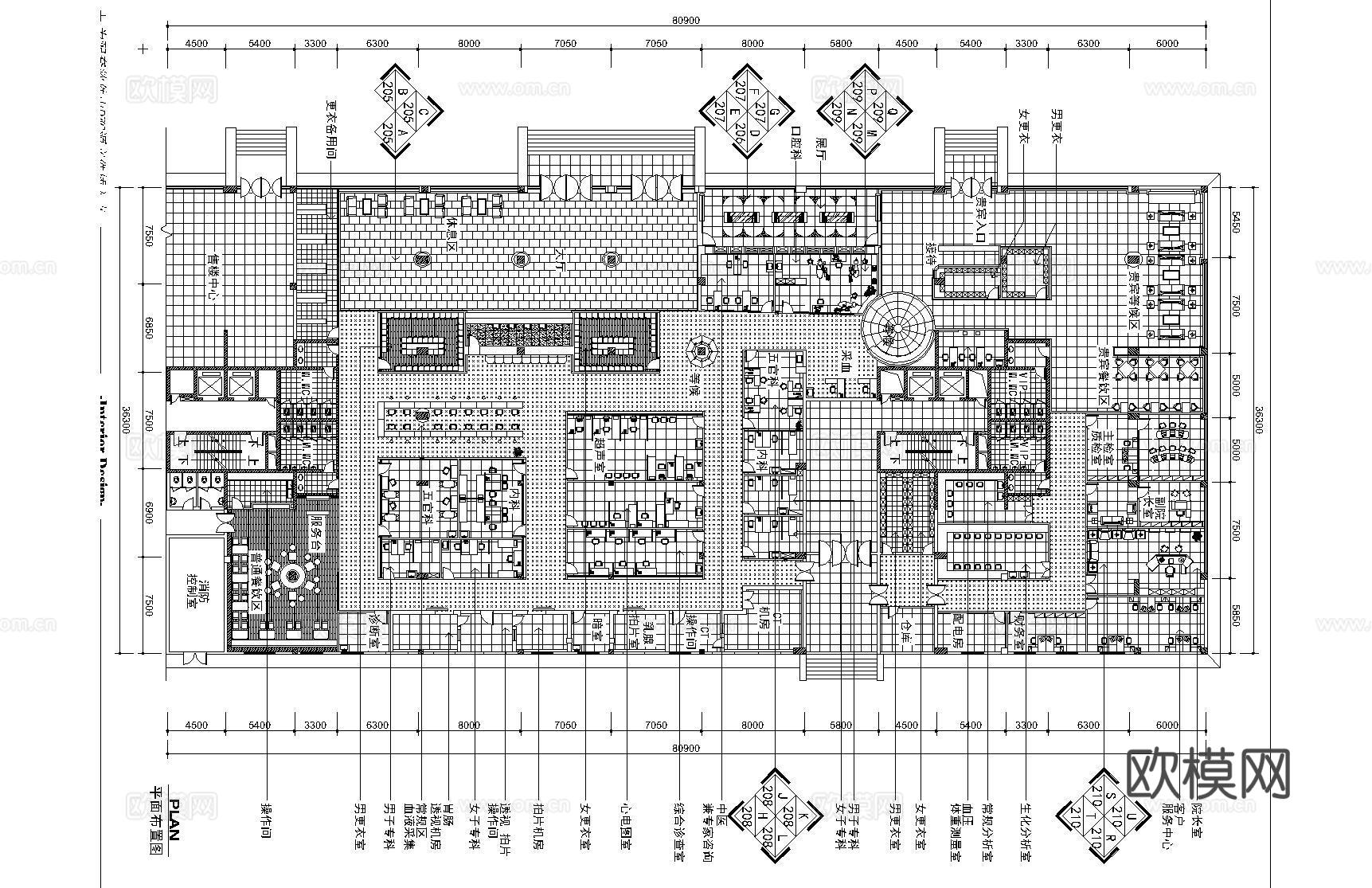 医院平面布置图 医疗机构cad施工图