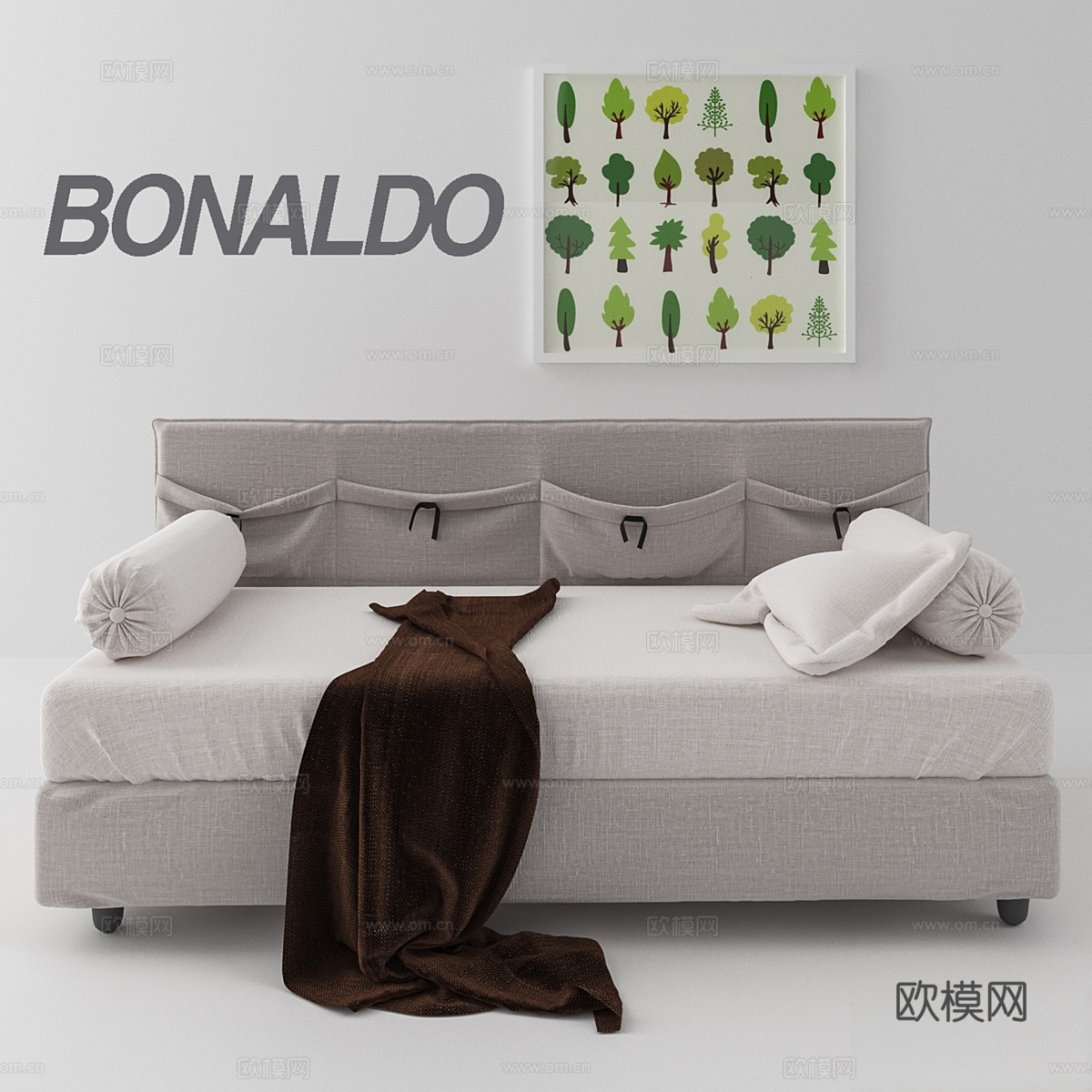 Bonaldo Pongo 带靠枕的床3d模型