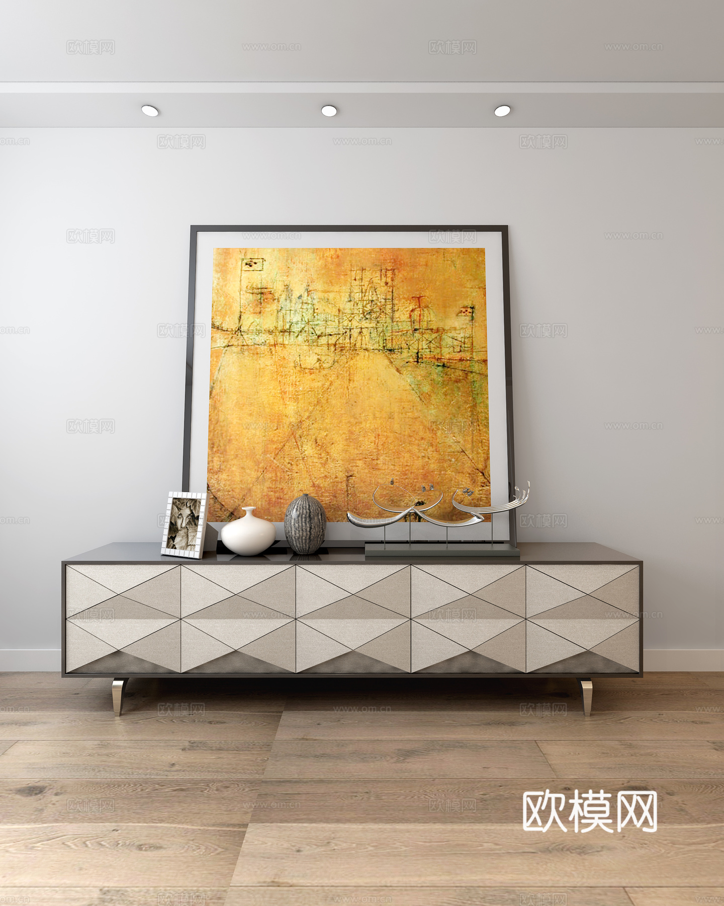 现代电视柜 装饰柜 装饰品 画3d模型