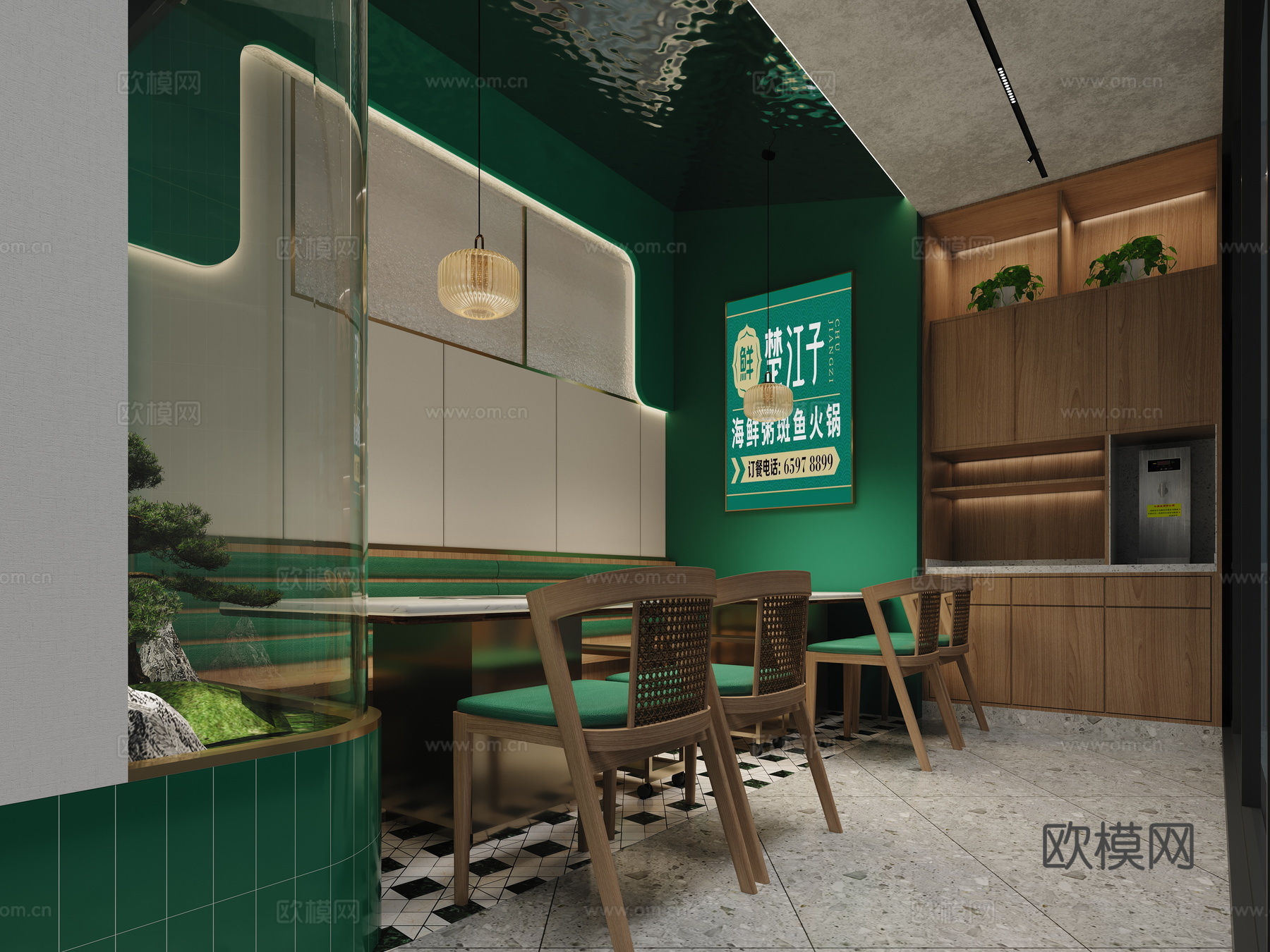 现代餐饮 石锅鱼餐厅3d模型