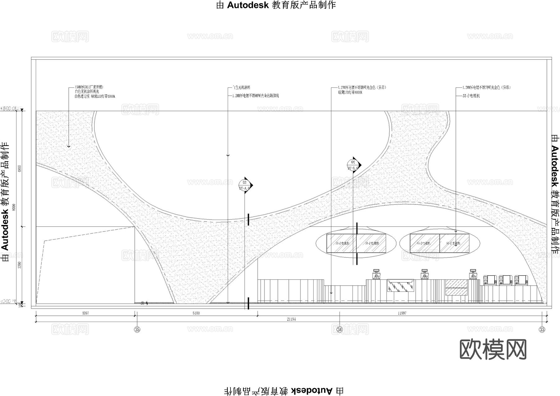电影院大堂公区施工图cad施工图