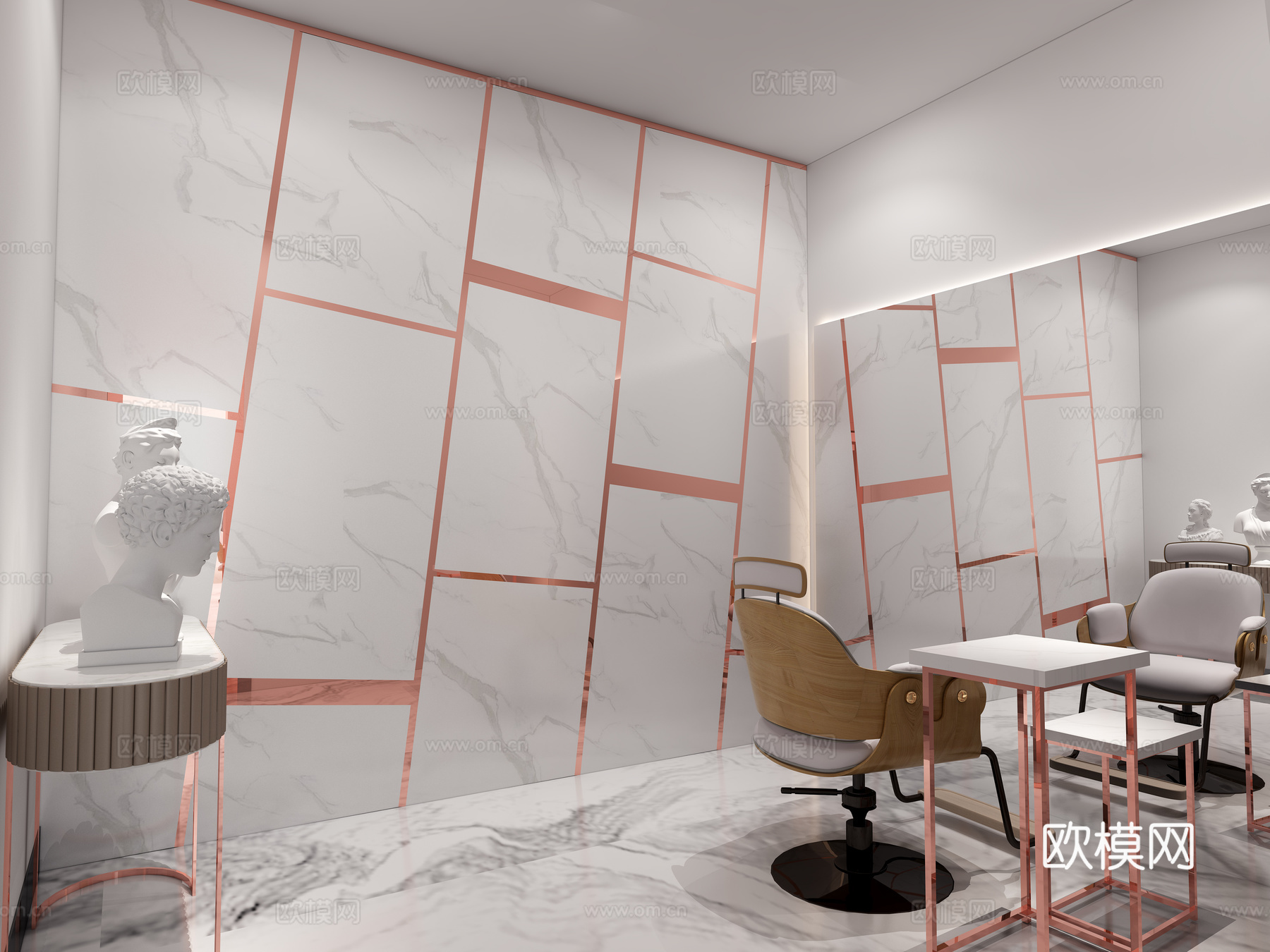 现代轻奢理发店3d模型