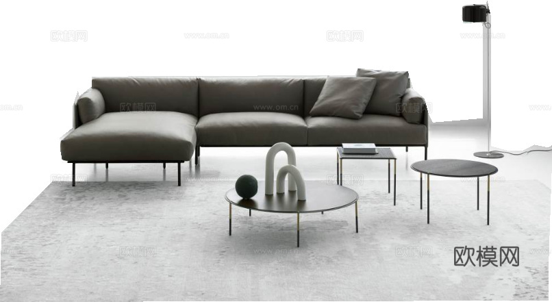 LIVING DIVANI 转角沙发3d模型下载（渲染图2）