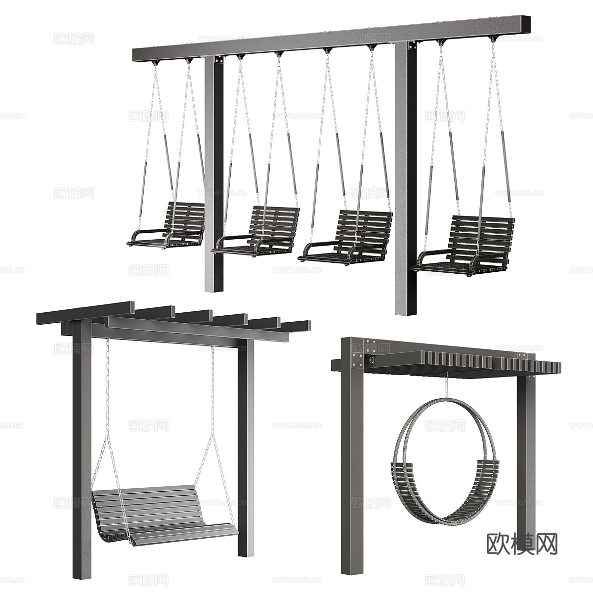 现代意式户外秋千椅 吊椅3d模型