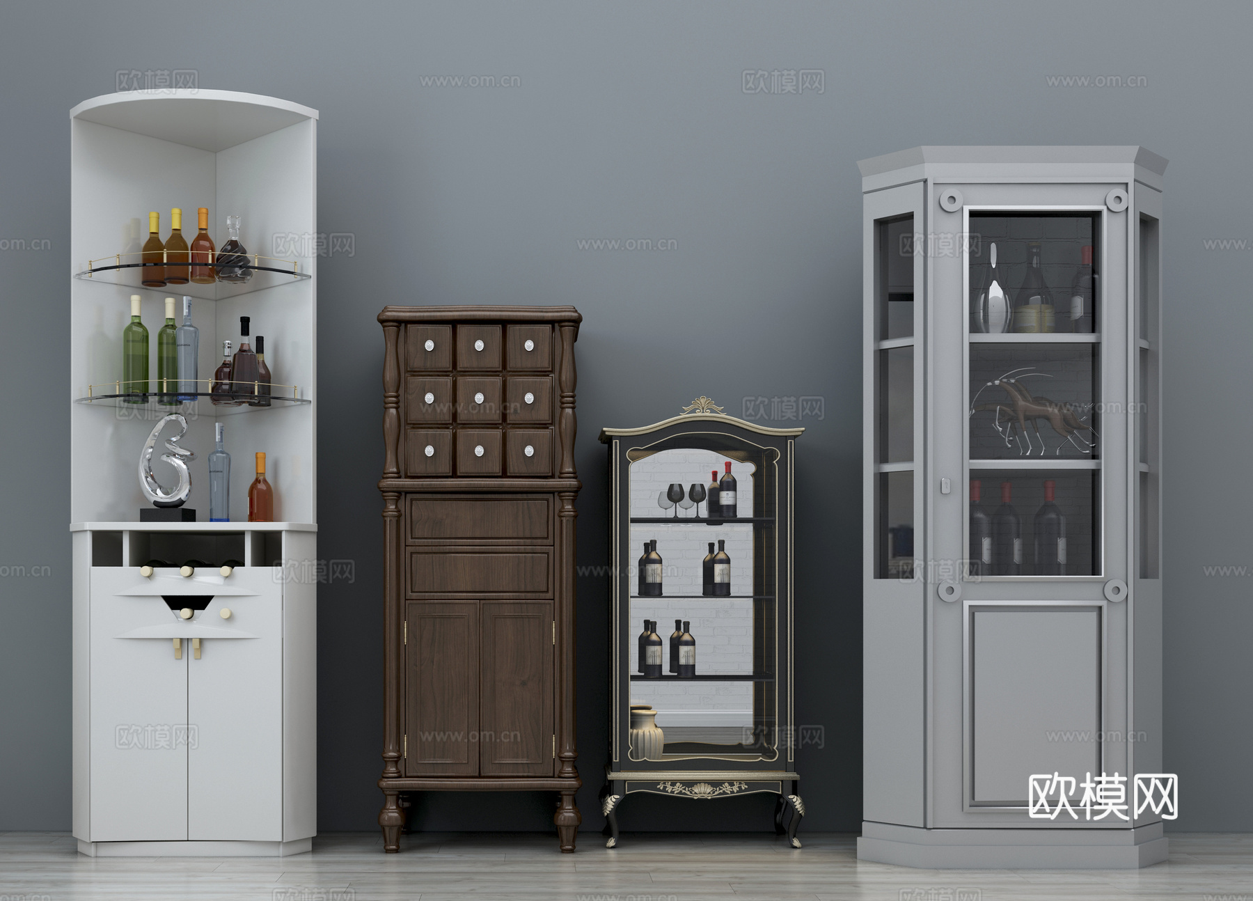 美式现代餐边柜 酒柜3d模型