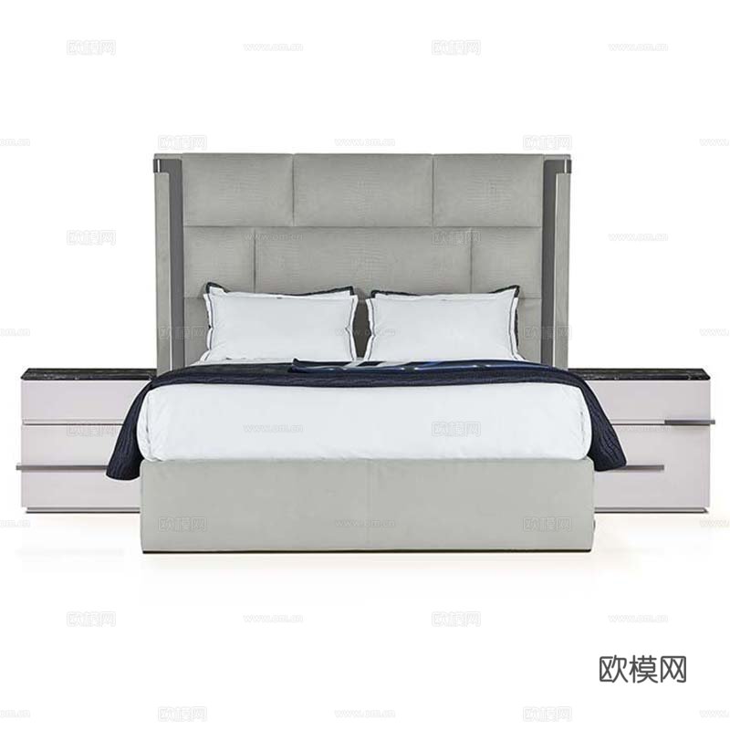 LUXENCE 意式高靠背双人床3d模型下载（渲染图4）