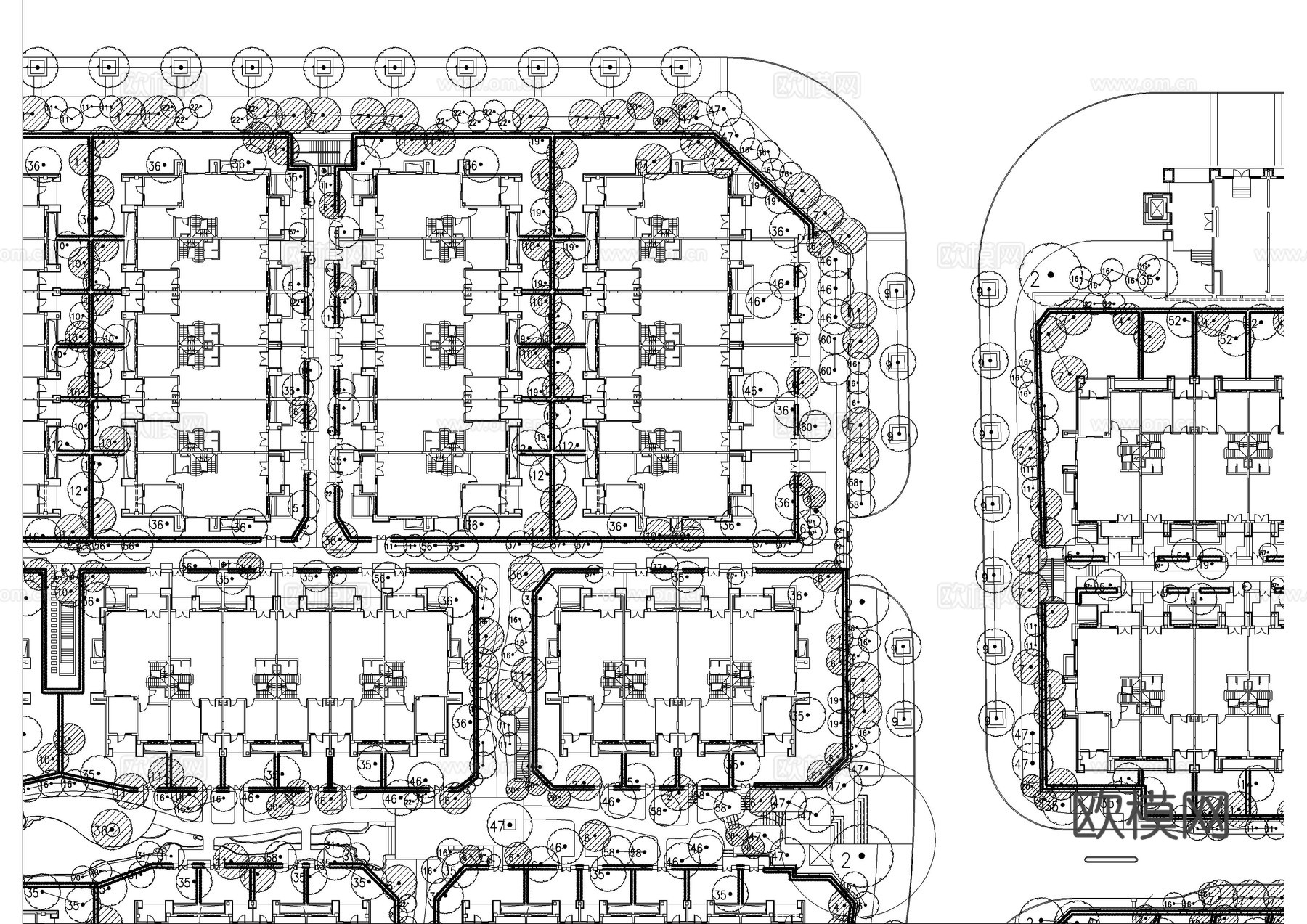 重庆虎溪景观乔木配置平面图cad施工图