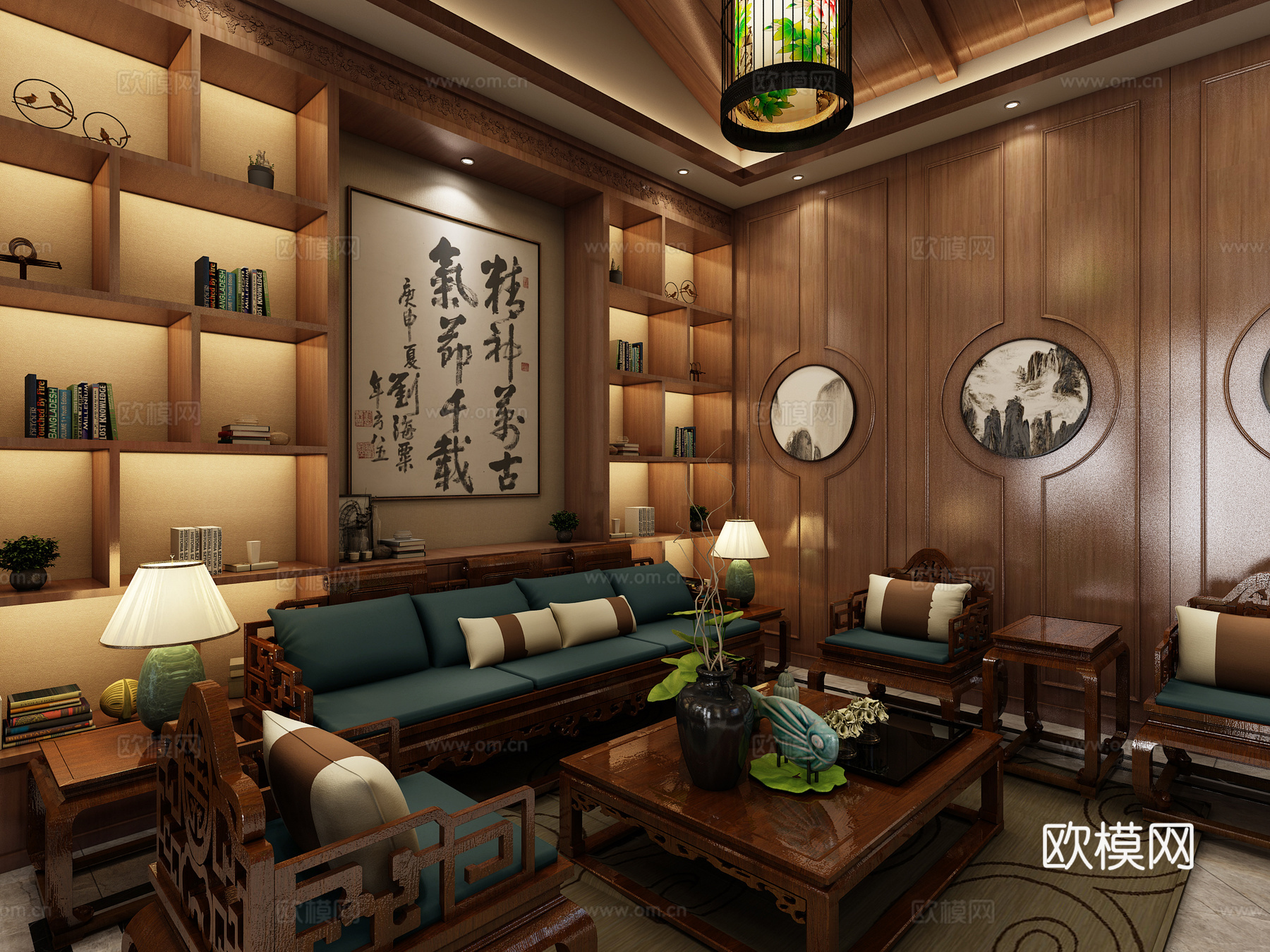 中式休息室 吧台 门厅 茶室 楼梯间3d模型