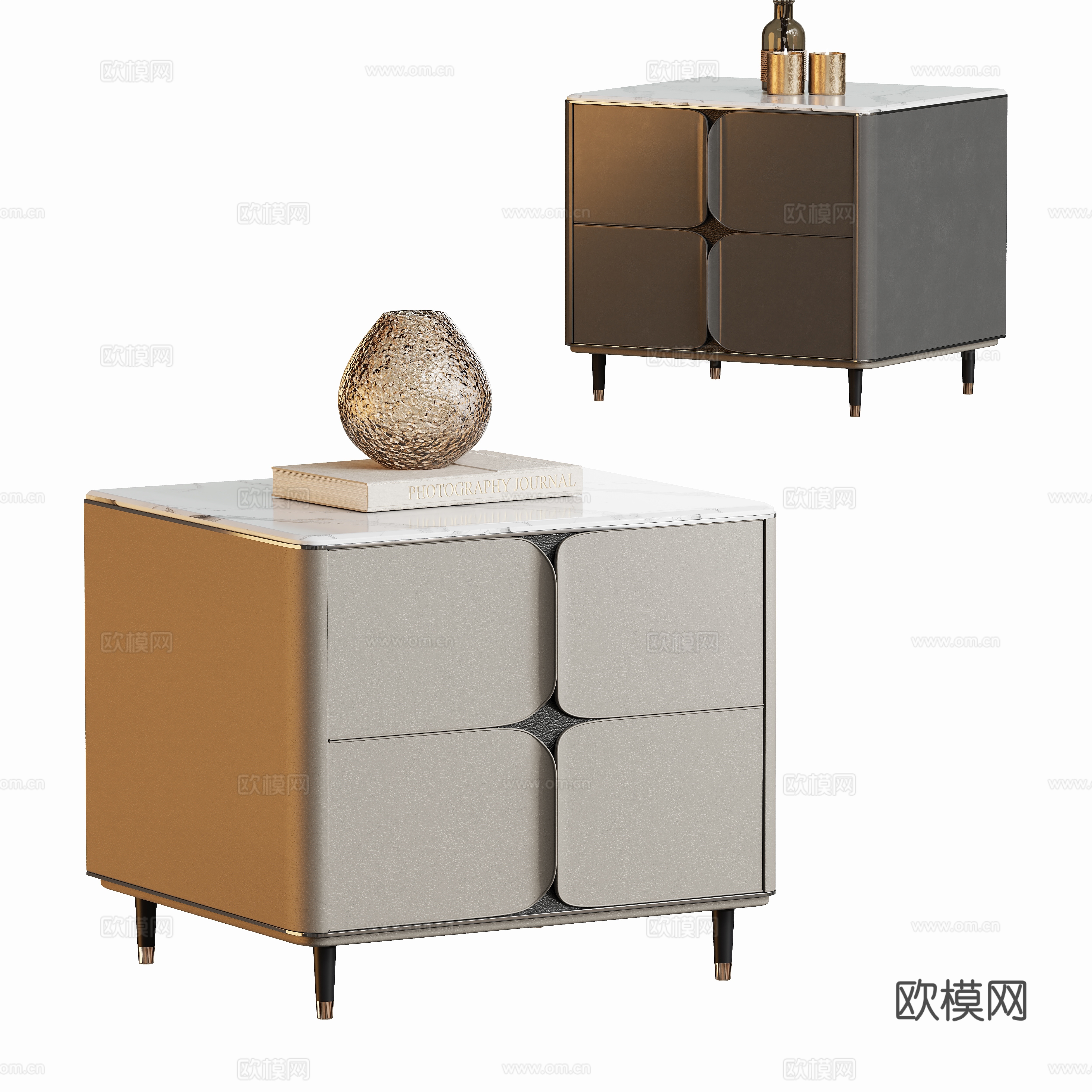 现代床头柜边几su模型