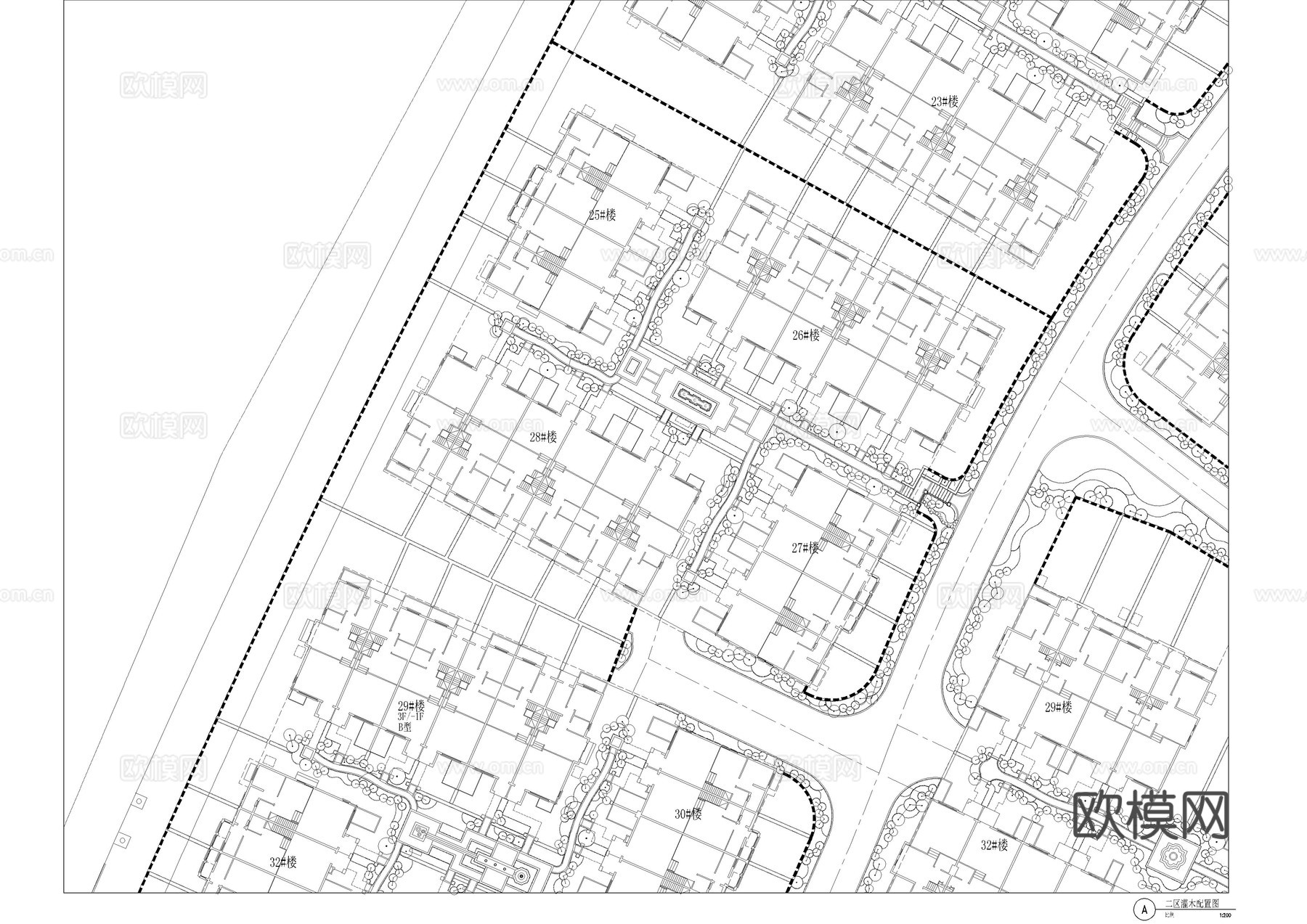 重庆景观植物配置平面图施工图cad施工图cad施工图