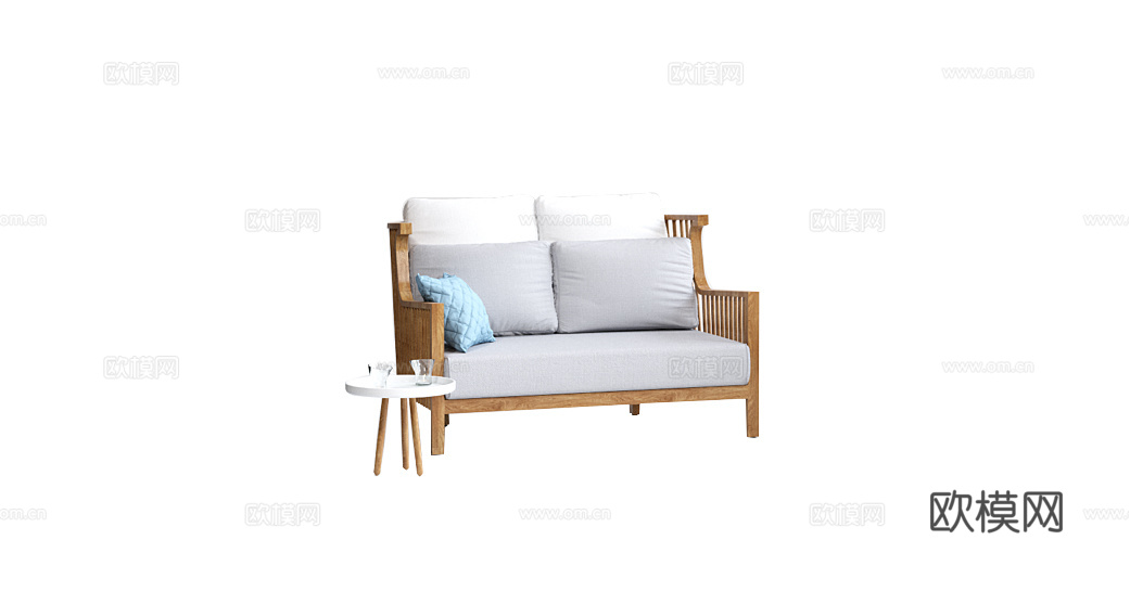 ligne roset 原木双人沙发3d模型下载（渲染图1）