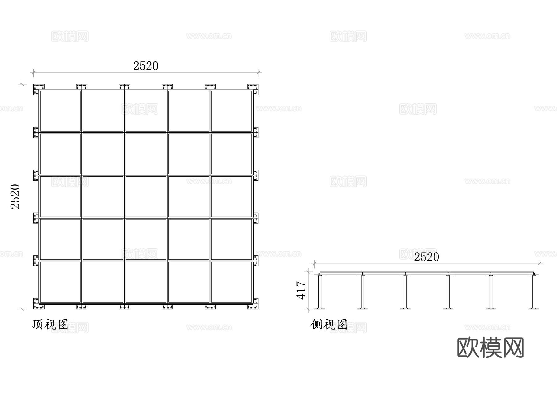 架空地板平立面图 地板布局图 架空地面设计图 平面安装示意图cad施工图