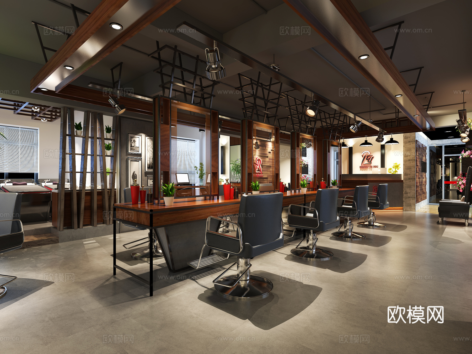 工业风理发店3d模型