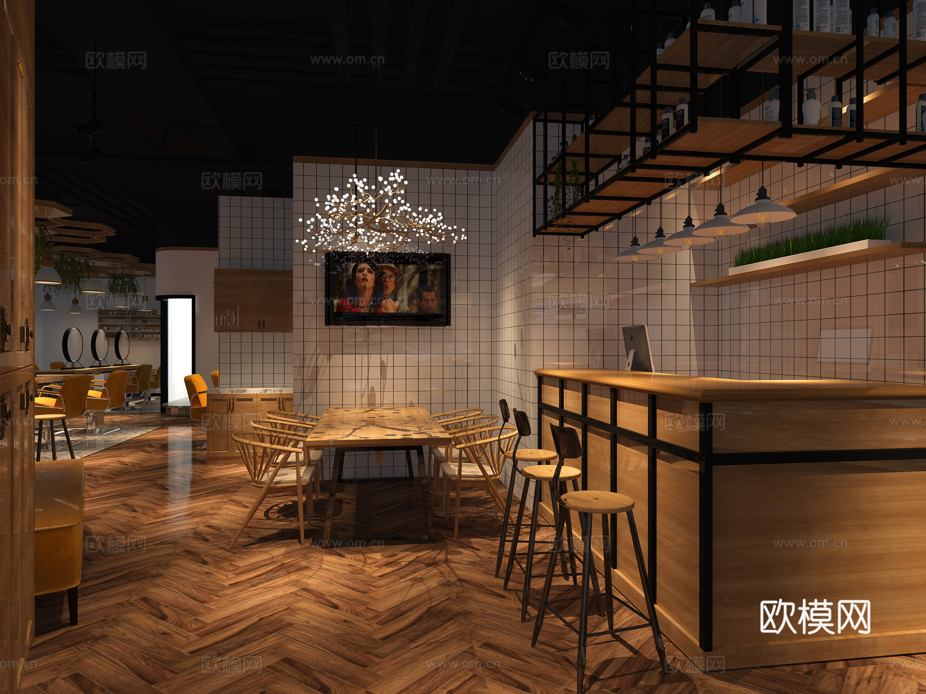 北欧理发店 前厅3d模型