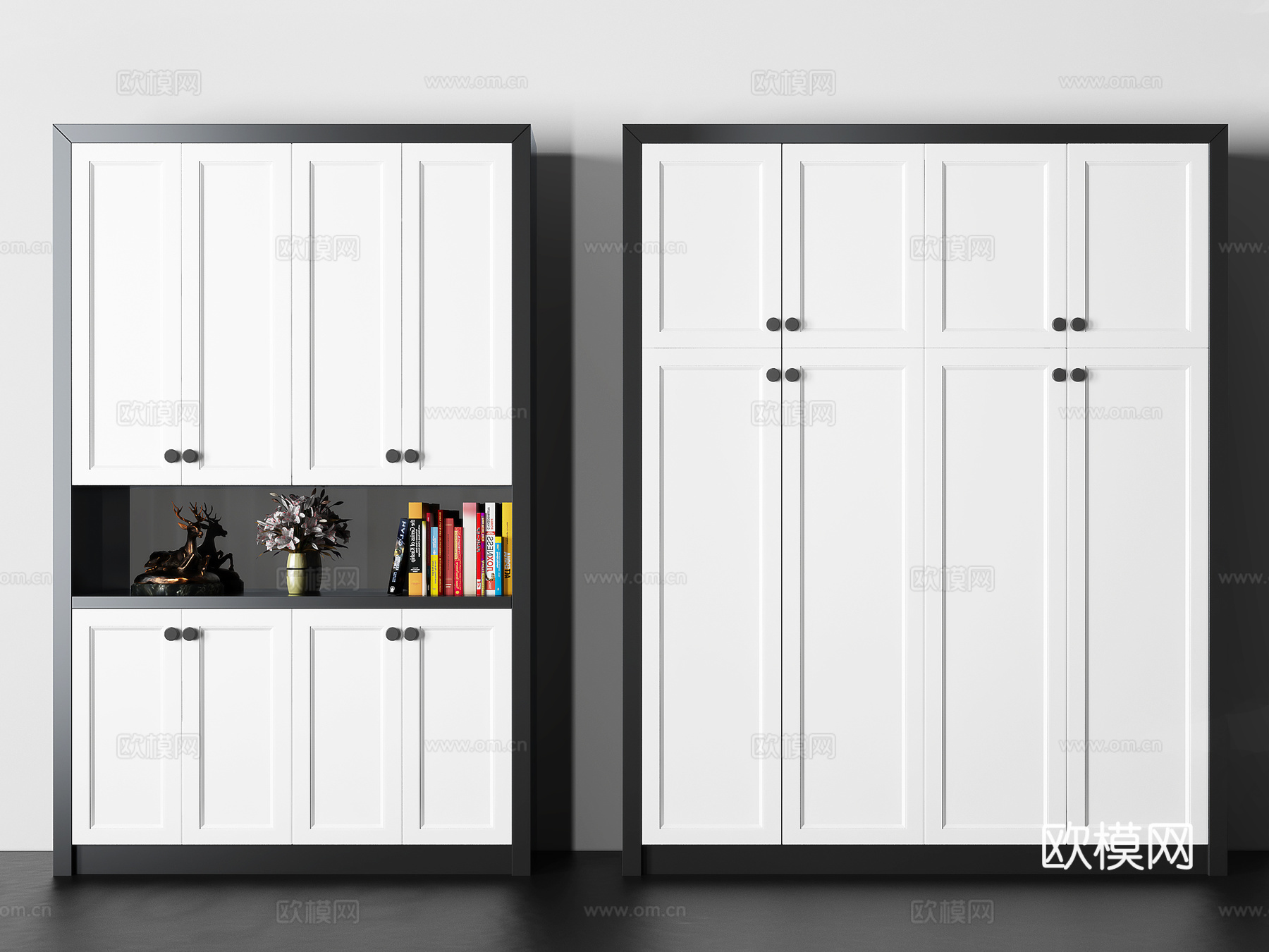 现代实木鞋柜衣柜组合3d模型下载