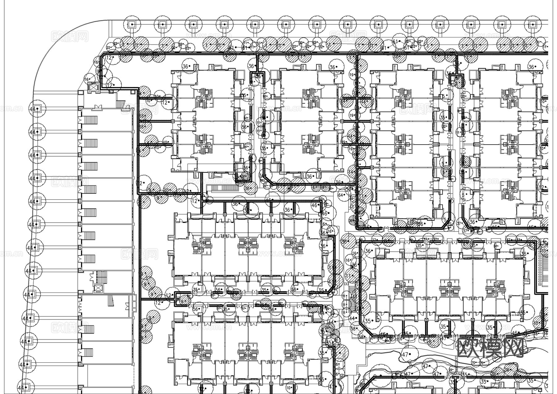 重庆虎溪景观乔木配置平面图cad施工图