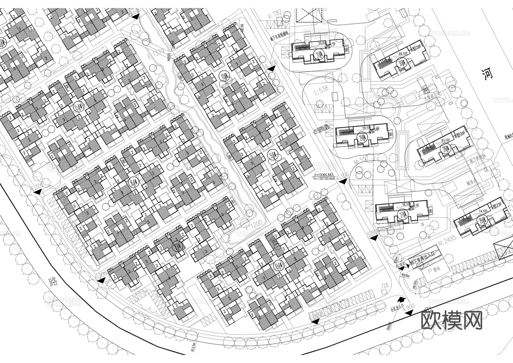 龙湖示范区景观植物平面方案图cad施工图