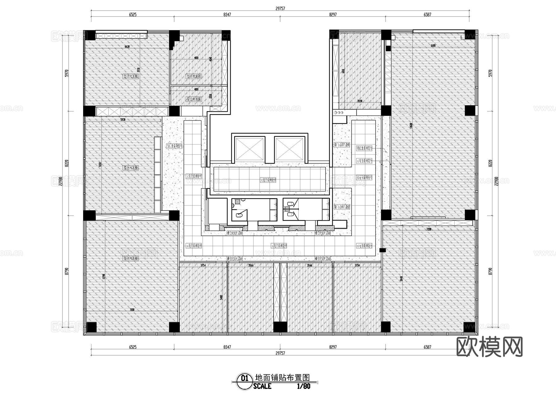 35套办公室平面施工图cad施工图
