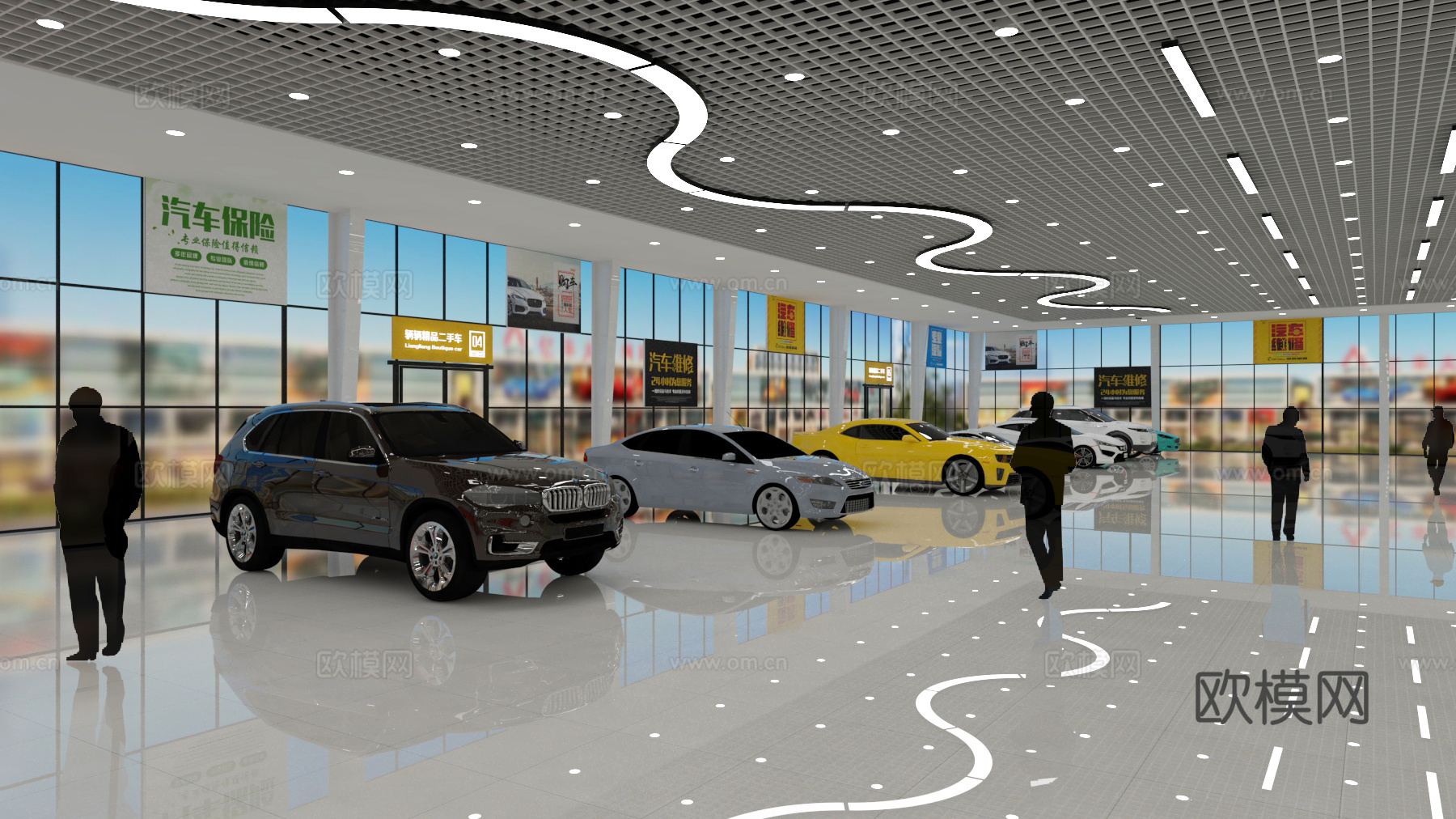 现代汽车展厅  汽车4s店  现代跑车su模型