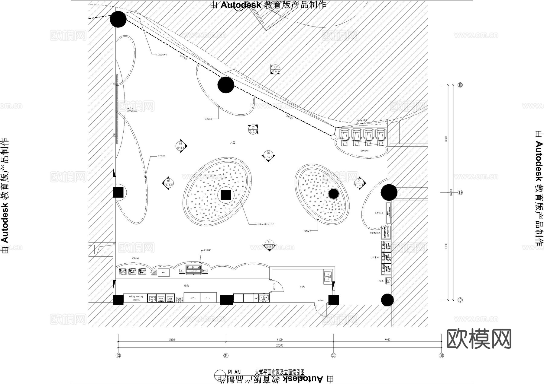 电影院大堂公区施工图cad施工图