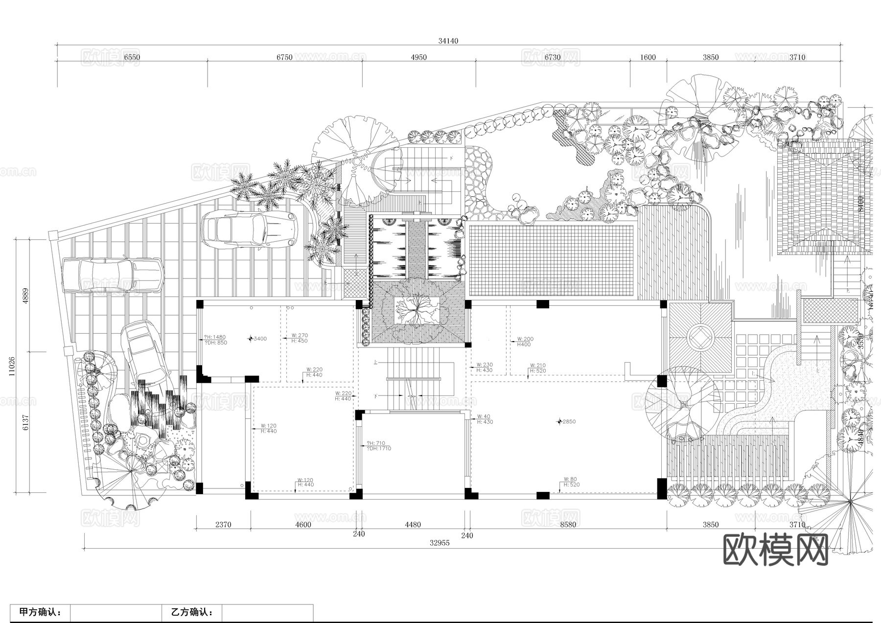 102套屋顶花园绿化平面图施工图cad施工图