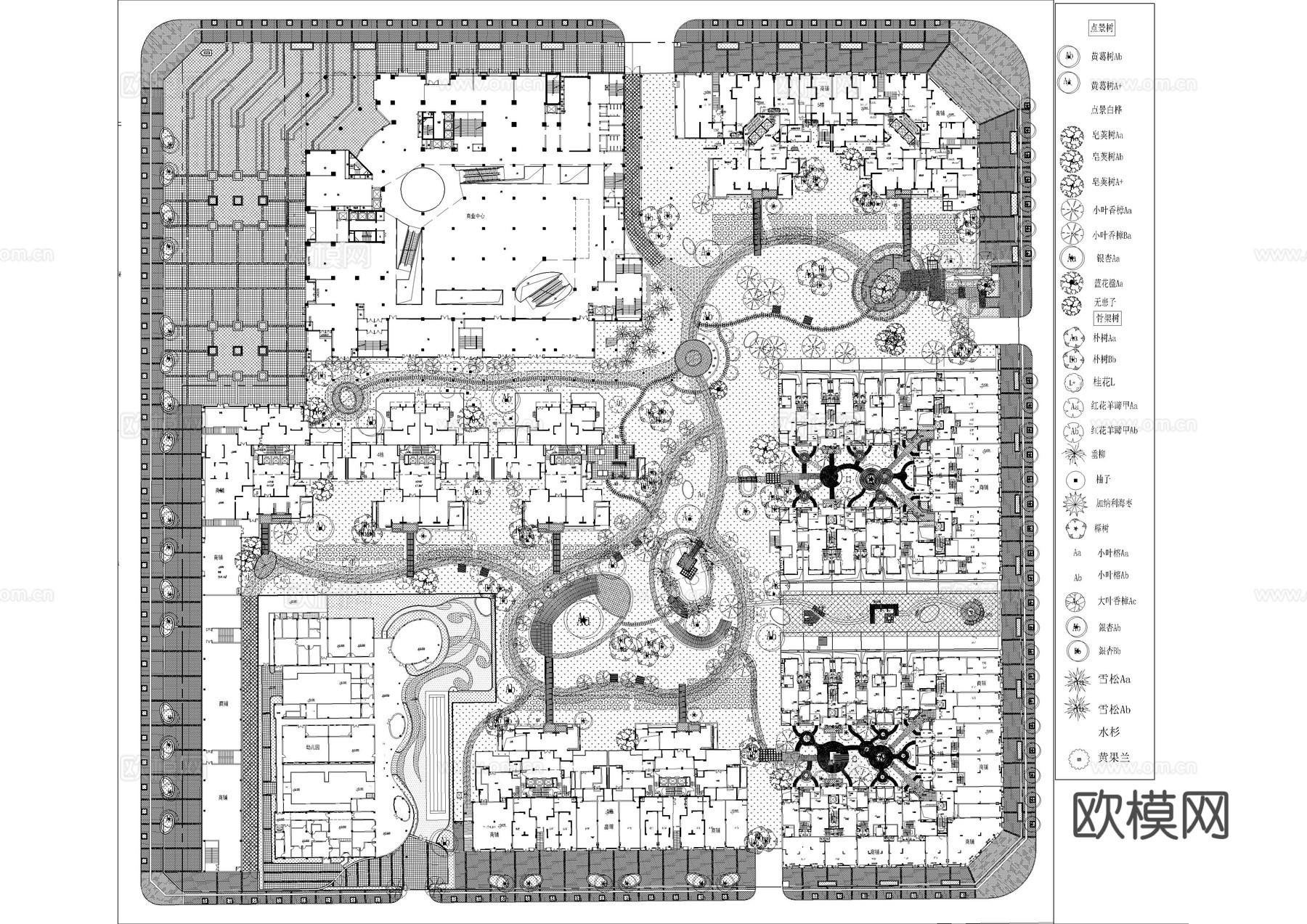 成都景观植物平面方案图cad施工图