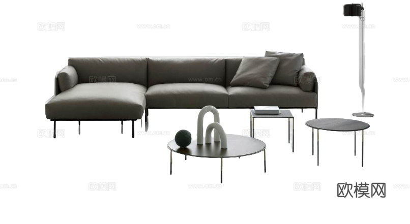 LIVING DIVANI 转角沙发3d模型下载（渲染图1）