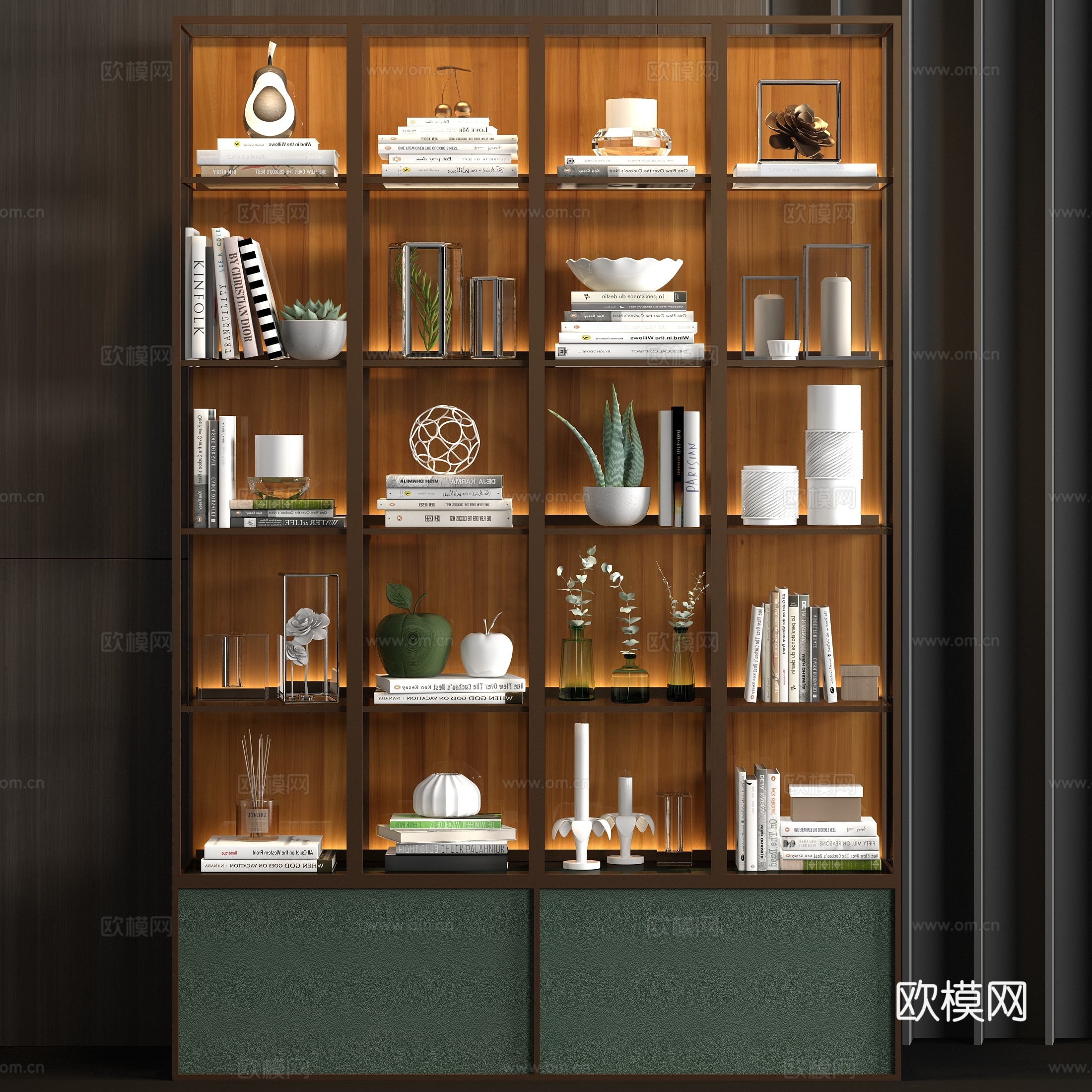 新中式金属皮革装饰柜 饰品3d模型