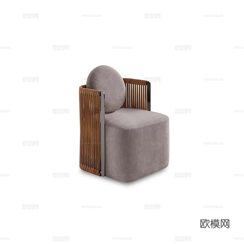 LUXENCE 原木单人沙发3d模型下载（渲染图1）