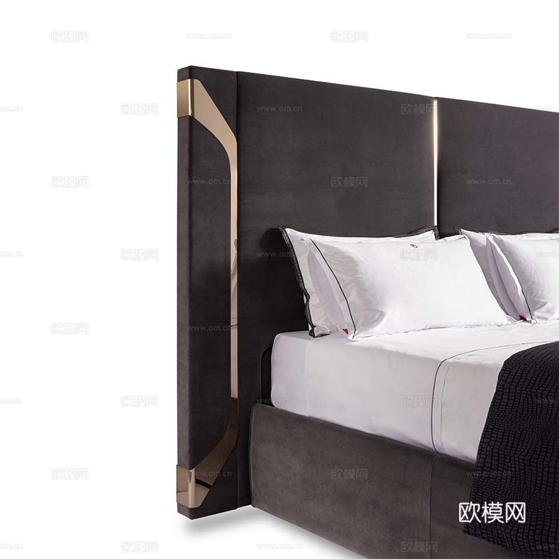 LUXENCE 意式高靠背双人床3d模型下载（渲染图4）