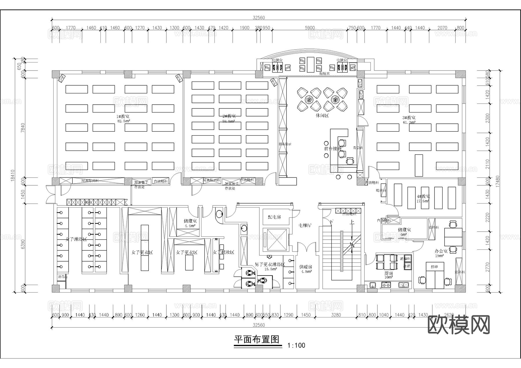 瑜伽会所施工图cad施工图