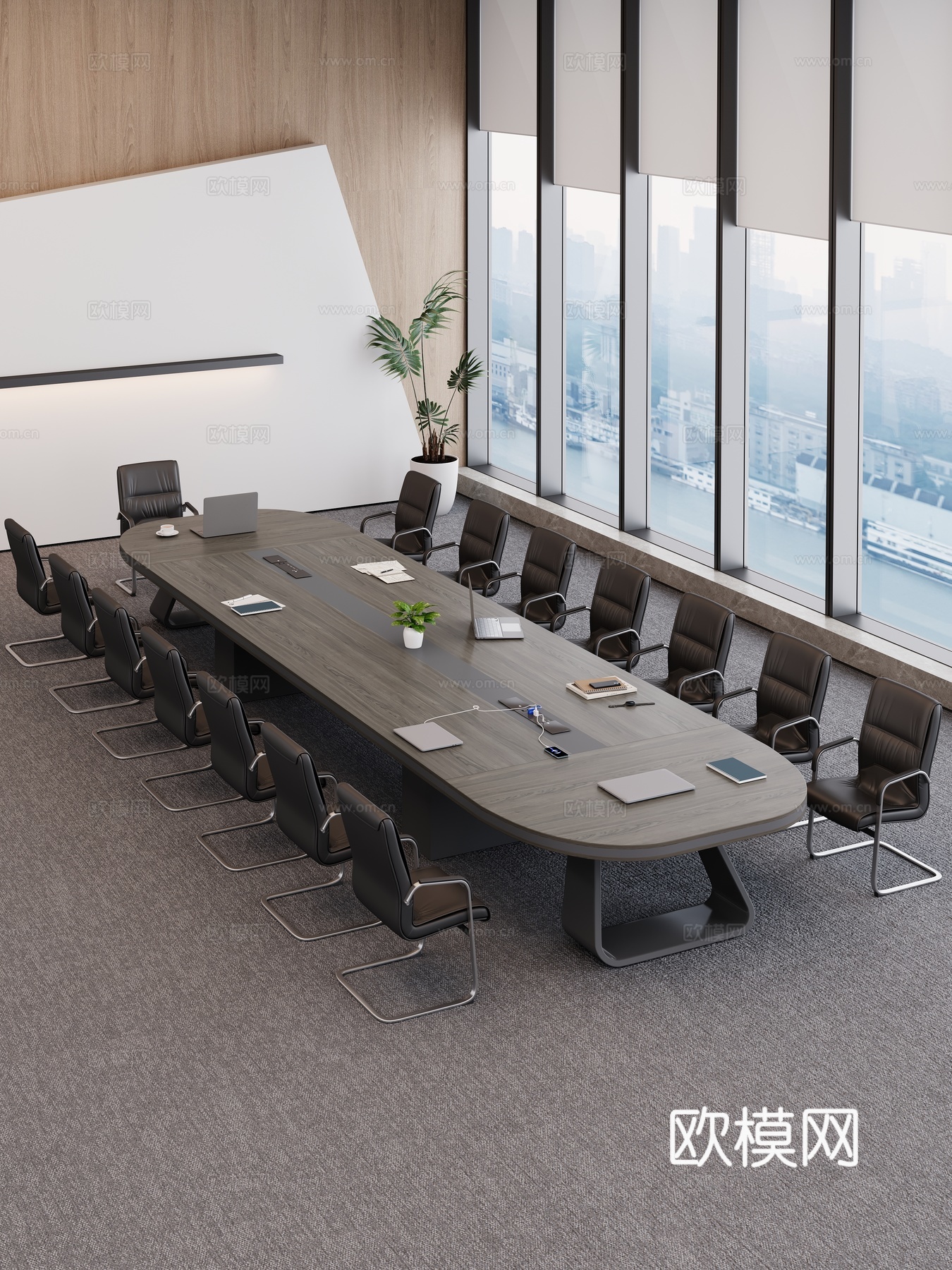 现代会议室 会议桌 会议椅 会议桌椅组合3d模型