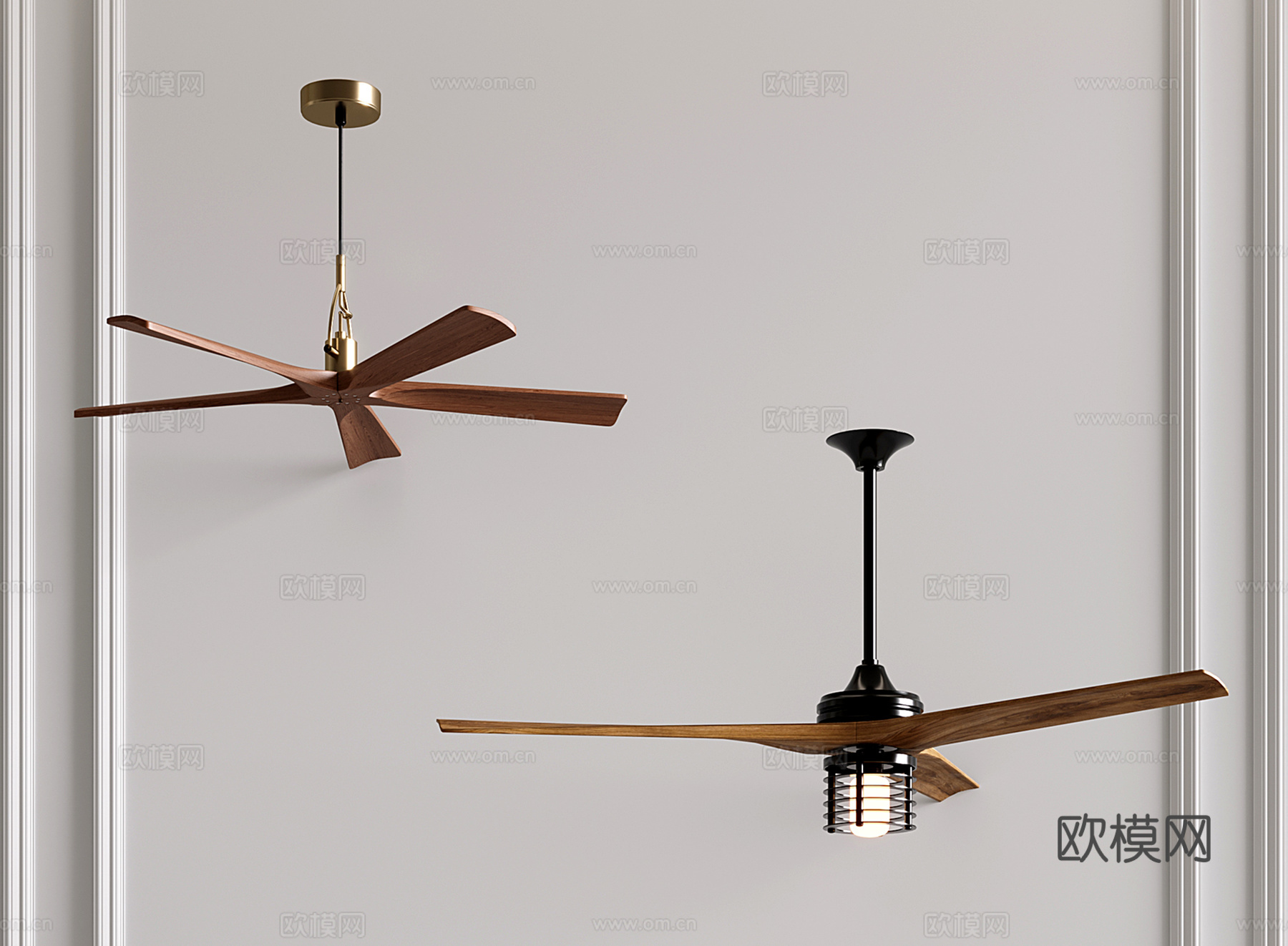 中古风风扇灯 复古吊扇灯 电扇灯 吊灯su模型