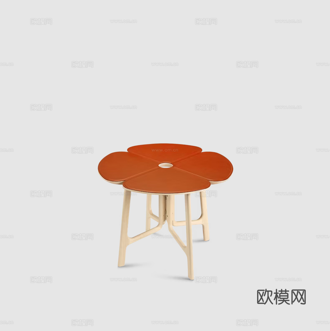 LV原木风边几 角几3d模型下载（渲染图2）