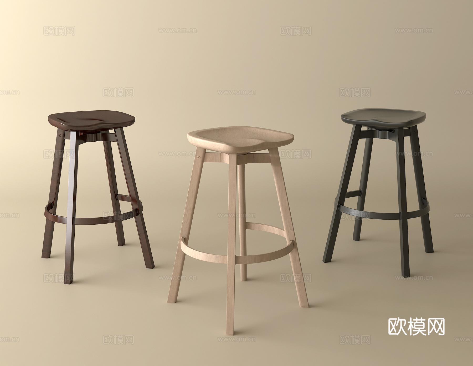 中古吧凳 高凳 木材su模型