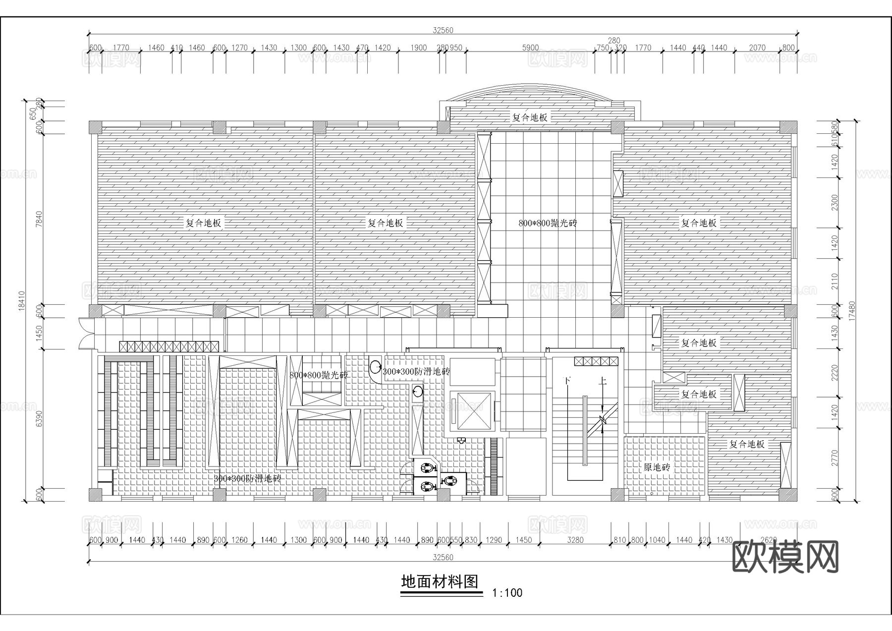 瑜伽会所施工图cad施工图