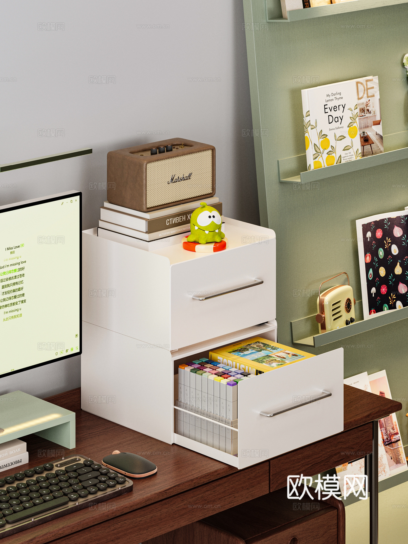 书桌摆件置物架3d模型下载