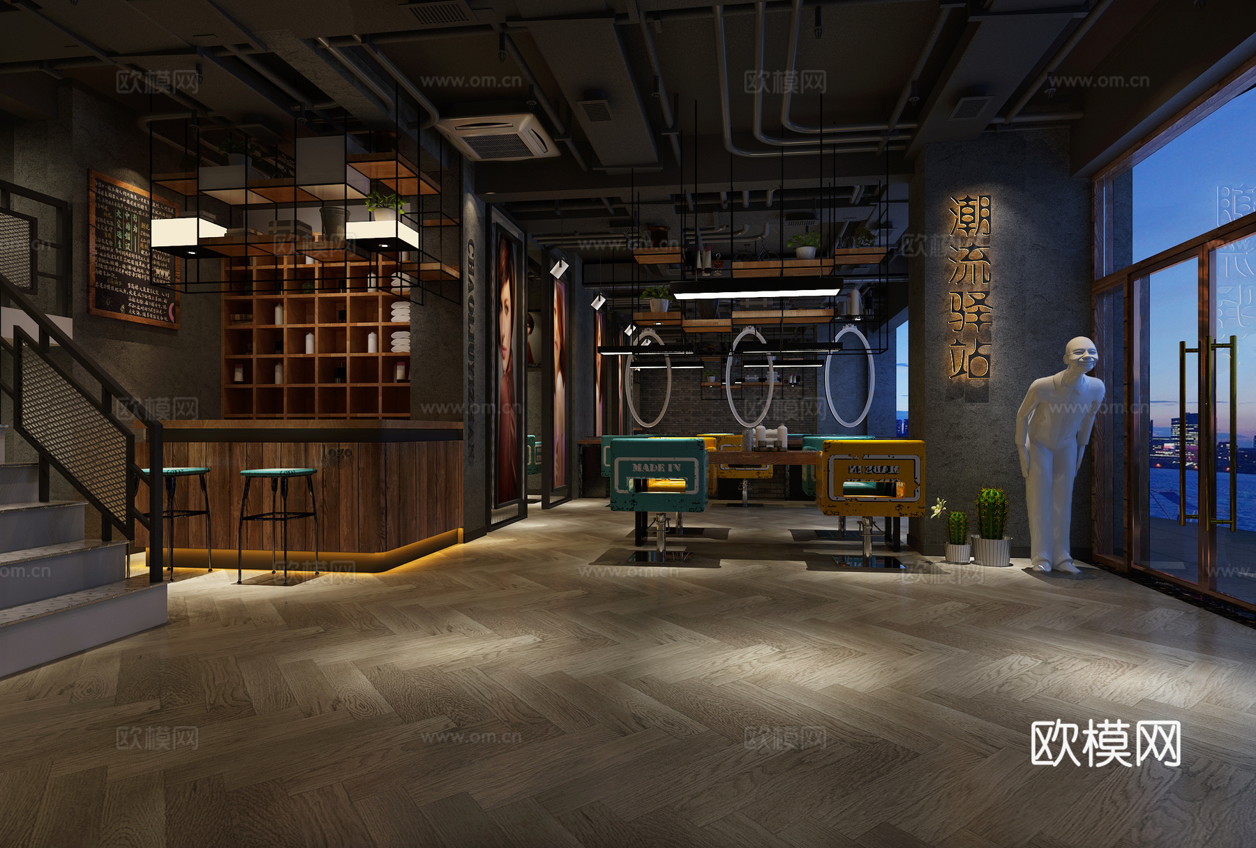 工业风理发店3d模型