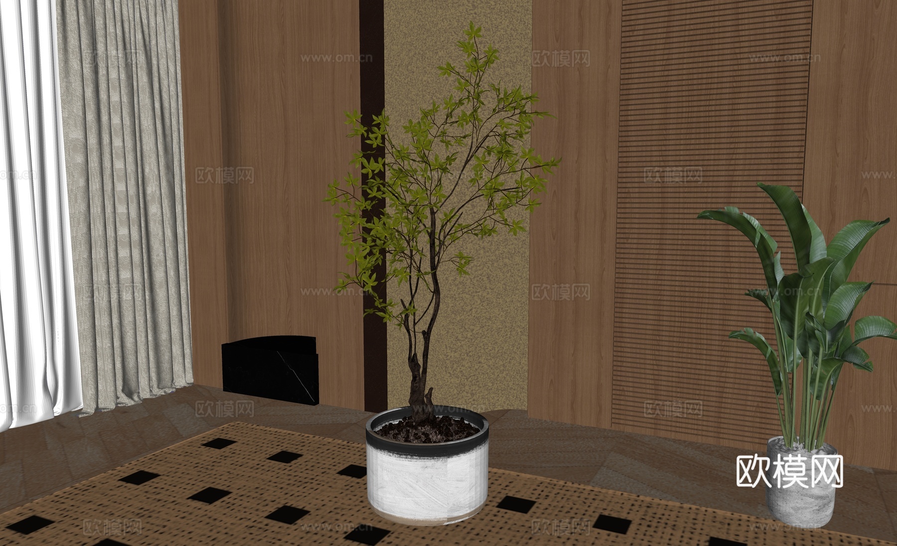 现代绿植盆栽su模型