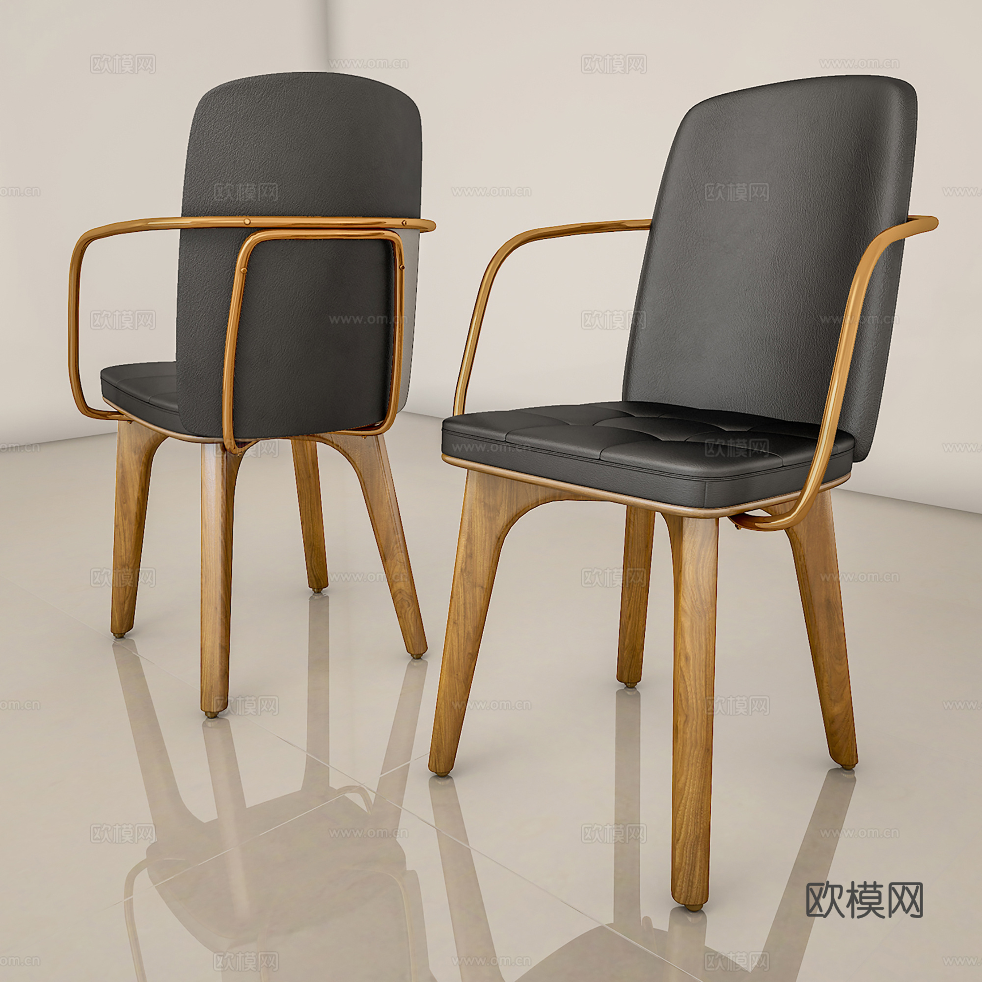 现代休闲椅 皮椅单椅  书椅餐椅su模型
