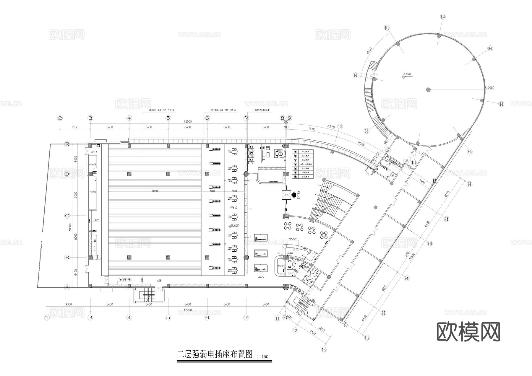 保龄球馆施工图cad施工图