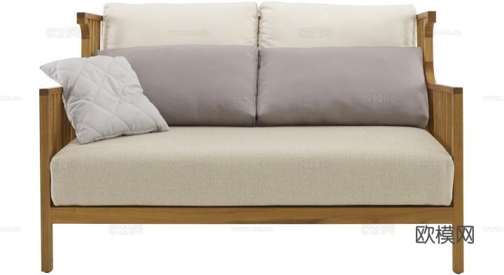 ligne roset 原木双人沙发3d模型下载（渲染图2）