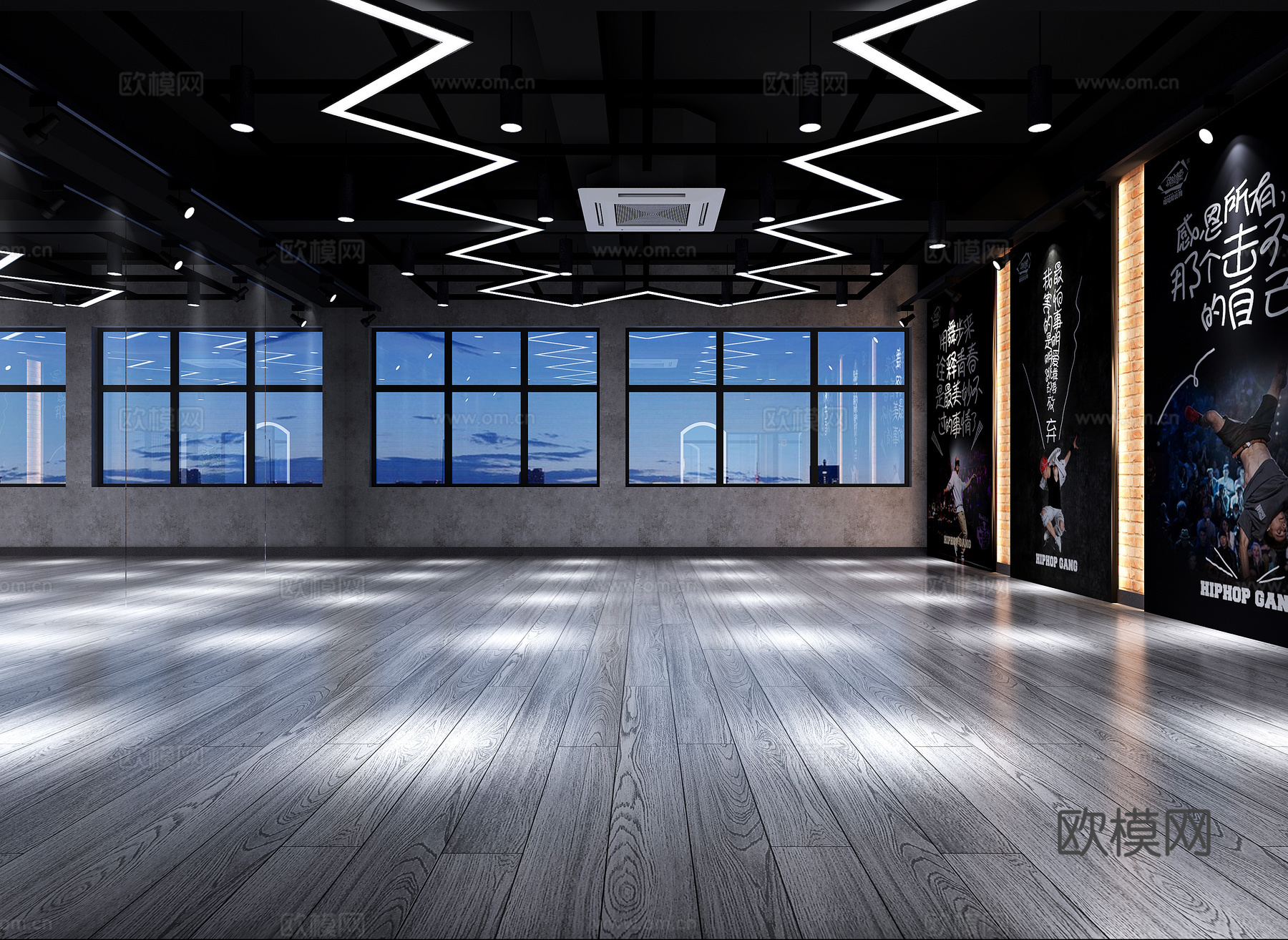 工业风黑色工业风舞蹈室 吧台 各种房间3d模型