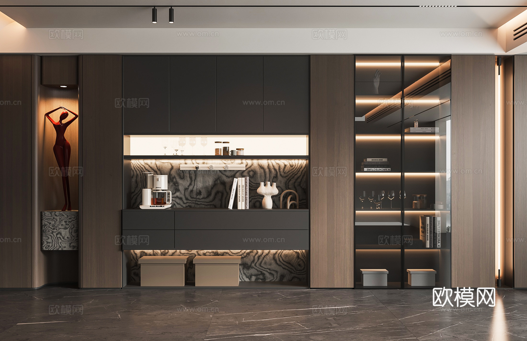 现代酒柜3d模型下载
