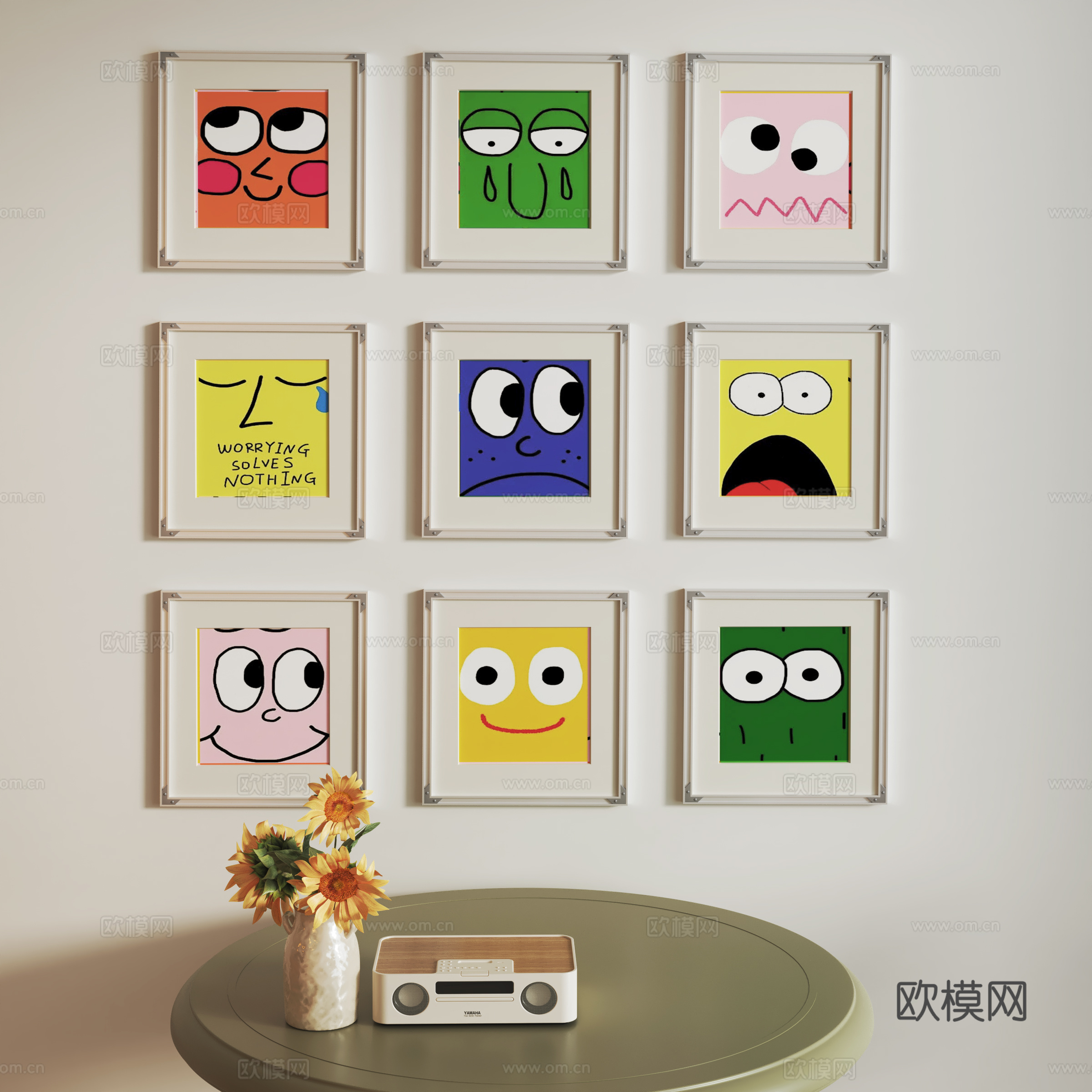 现代儿童照片墙组su模型