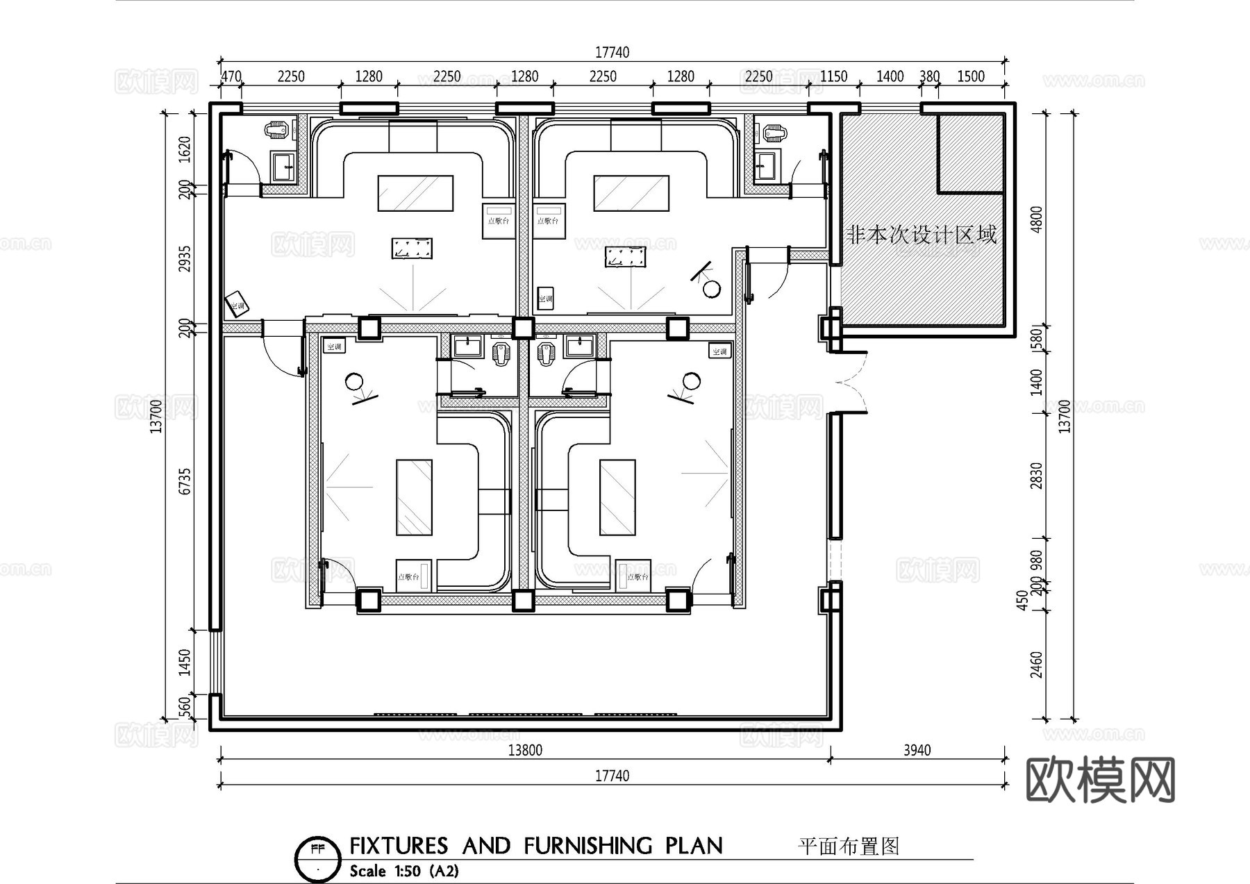 唱吧KTV施工图cad施工图